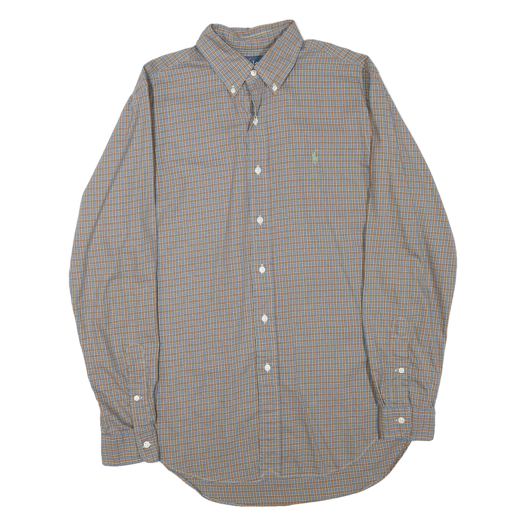 RALPH LAUREN Mens Blue & Orange Check Shirt M Button Down Classic Fit