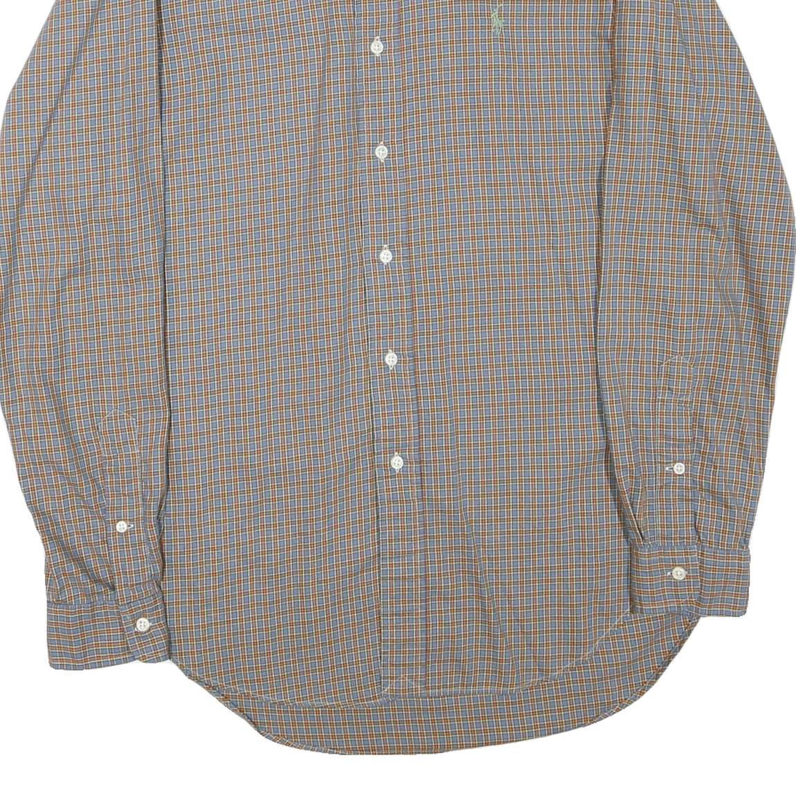 RALPH LAUREN Mens Blue & Orange Check Shirt M Button Down Classic Fit