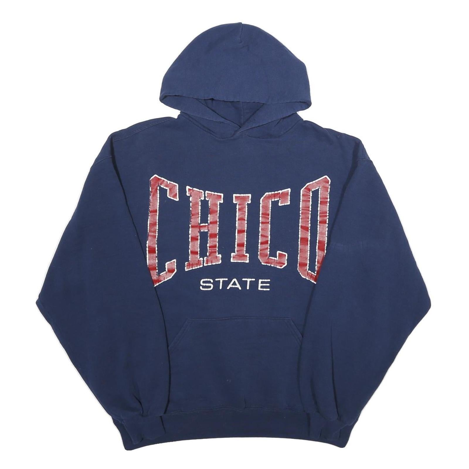 RUSSELL ATHLETIC Mens Blue Chico State Hoodie L Cotton Blend Pullover Hooded