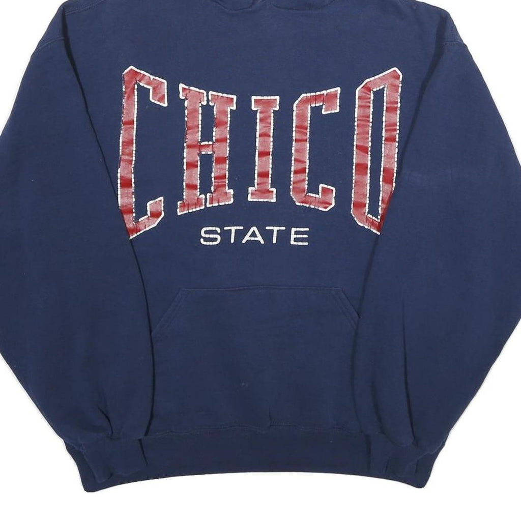 RUSSELL ATHLETIC Mens Blue Chico State Hoodie L Cotton Blend Pullover Hooded