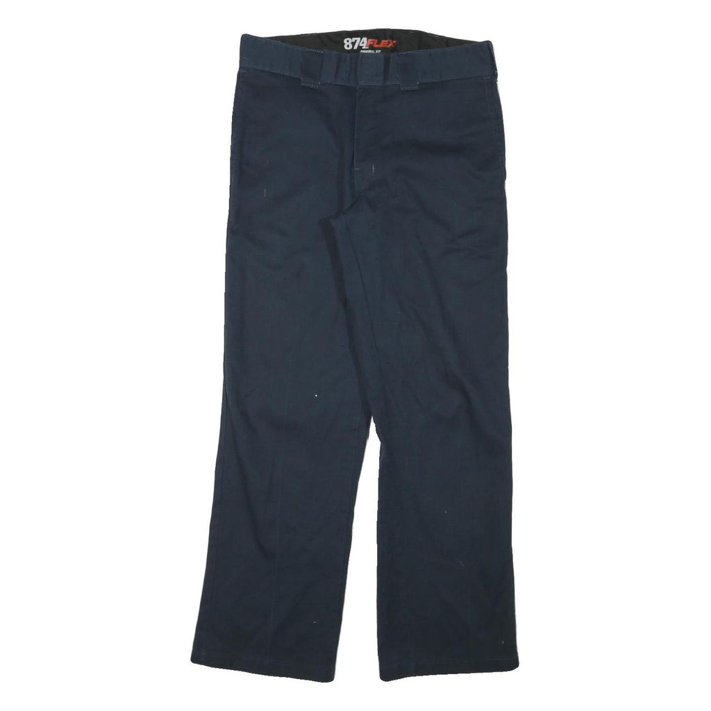 DICKIES Mens Cotton Blend Navy Regular Straight Trousers W30 L28 Workwear Zip