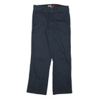 DICKIES Mens Cotton Blend Navy Regular Straight Trousers W30 L28 Workwear Zip