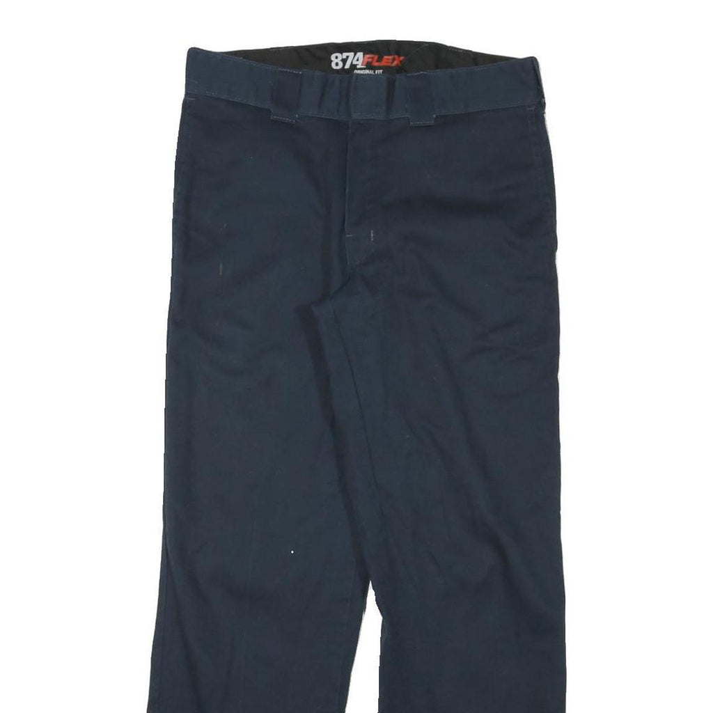 DICKIES Mens Cotton Blend Navy Regular Straight Trousers W30 L28 Workwear Zip