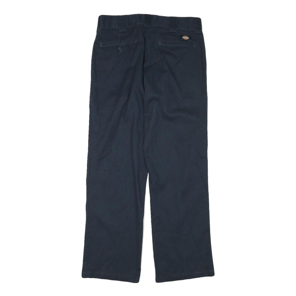 DICKIES Mens Cotton Blend Navy Regular Straight Trousers W30 L28 Workwear Zip