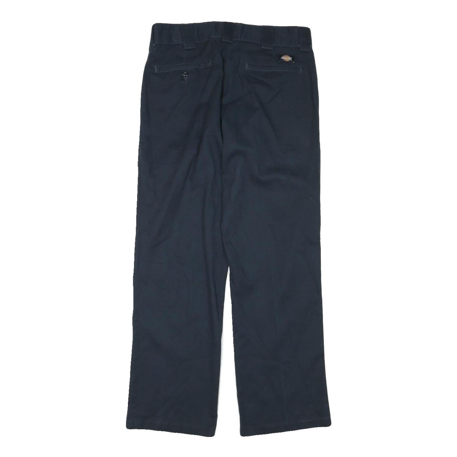 DICKIES Mens Cotton Blend Navy Regular Straight Trousers W30 L28 Workwear Zip