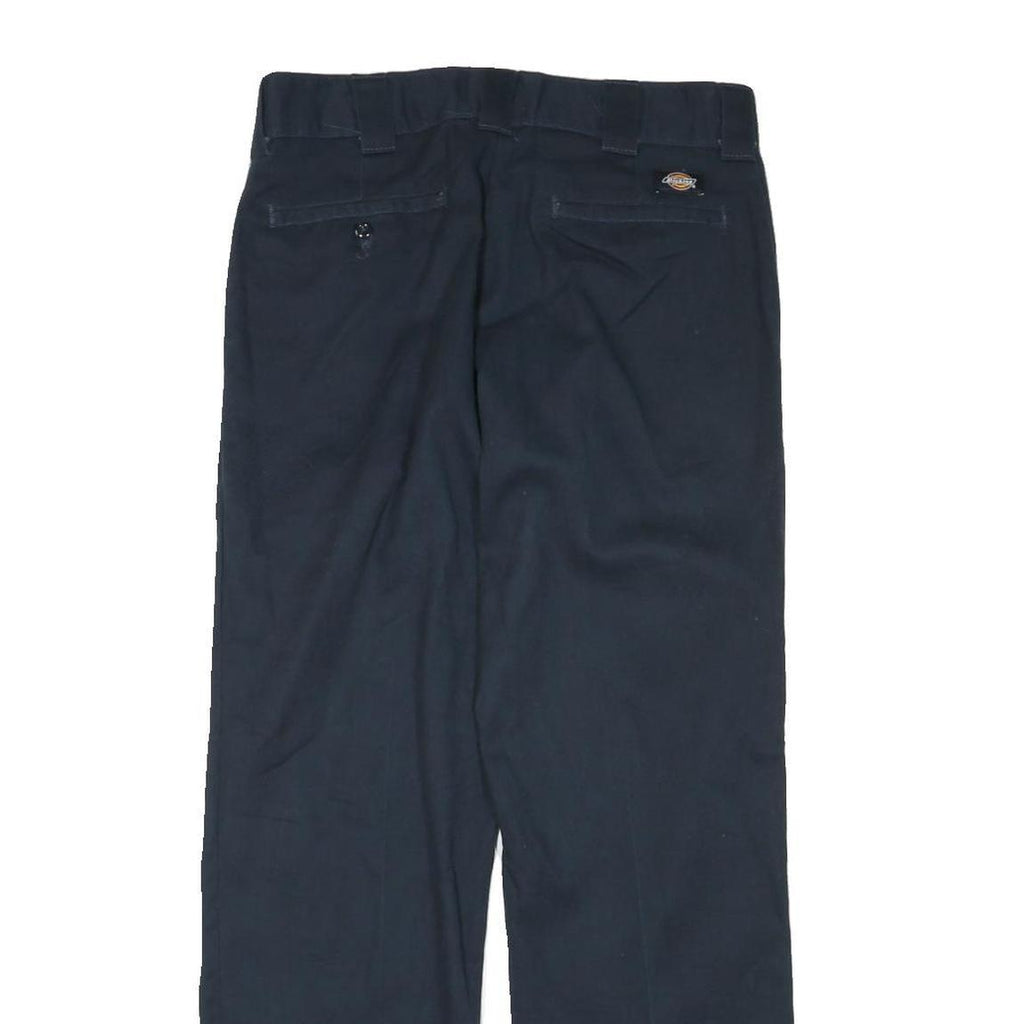 DICKIES Mens Cotton Blend Navy Regular Straight Trousers W30 L28 Workwear Zip