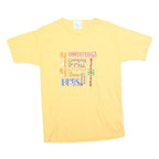 MC ENERGY Womens Yellow Graphic T-Shirt M Short Sleeve Crew Neck Cotton Blend