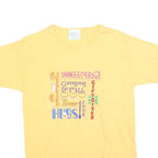 MC ENERGY Womens Yellow Graphic T-Shirt M Short Sleeve Crew Neck Cotton Blend