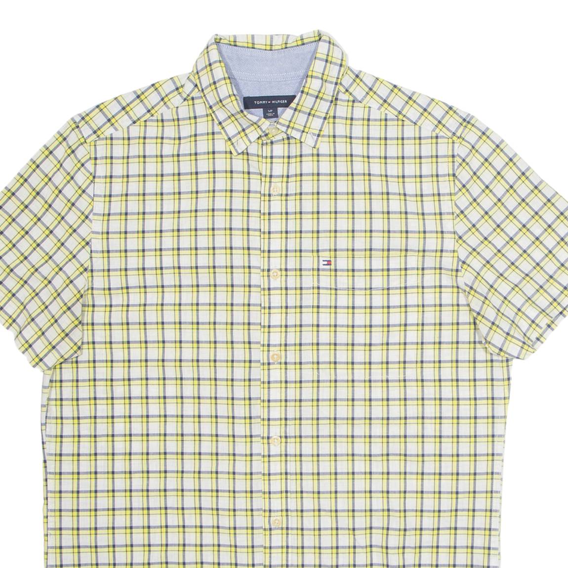 TOMMY HILFIGER Mens Shirt Yellow Plaid S