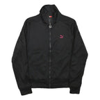 PUMA Womens Black Pink Logo Jacket M Polyester Blend Zip Athletic Track Top