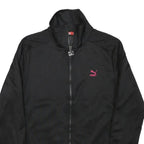 PUMA Womens Black Pink Logo Jacket M Polyester Blend Zip Athletic Track Top