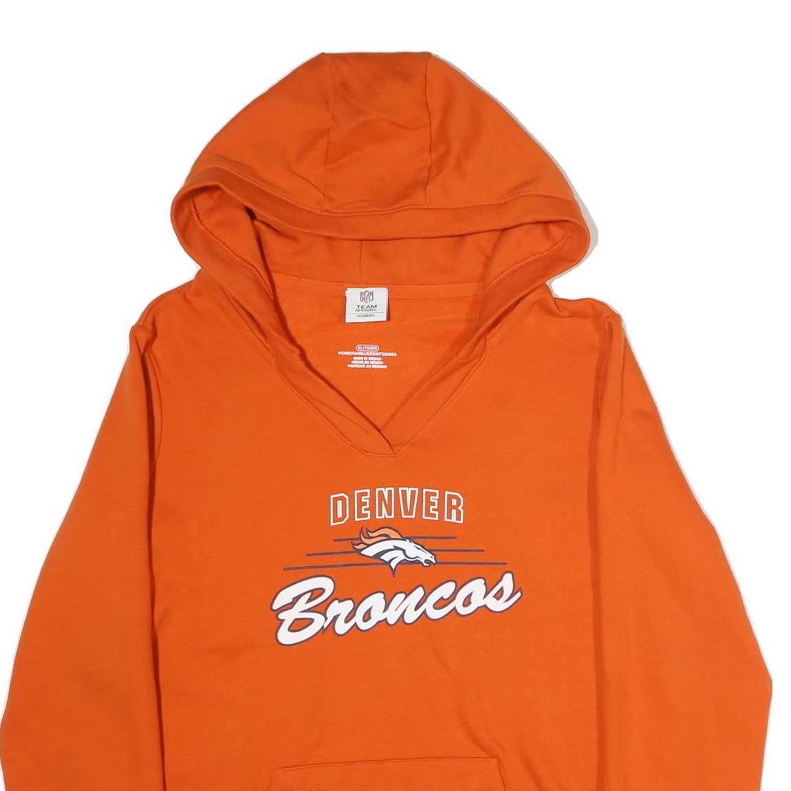 NFL Mens Orange Denver Broncos Hoodie XL Cotton Pullover Sweatshirt