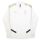 ADIDAS Mens White & Gold Football Shirt L Long Sleeve Crew Neck Real Madrid