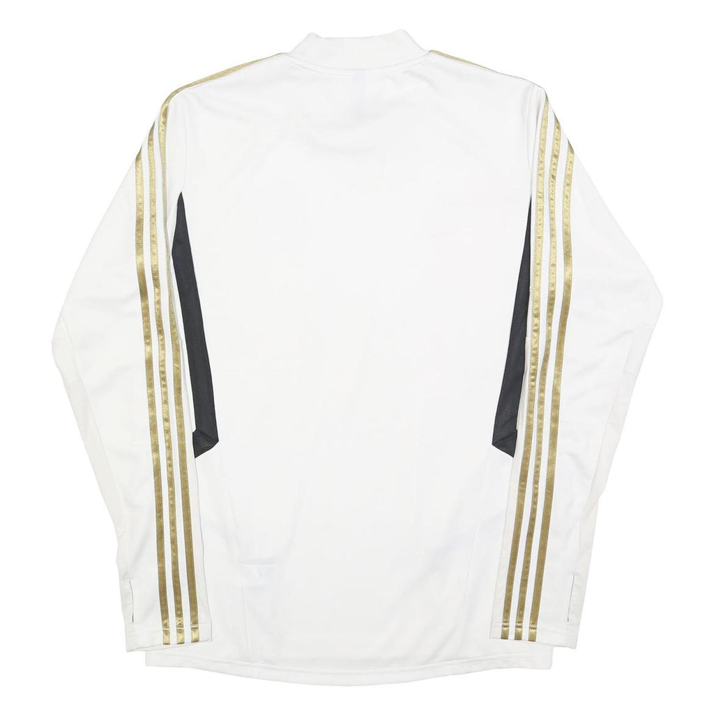 ADIDAS Mens White & Gold Football Shirt L Long Sleeve Crew Neck Real Madrid