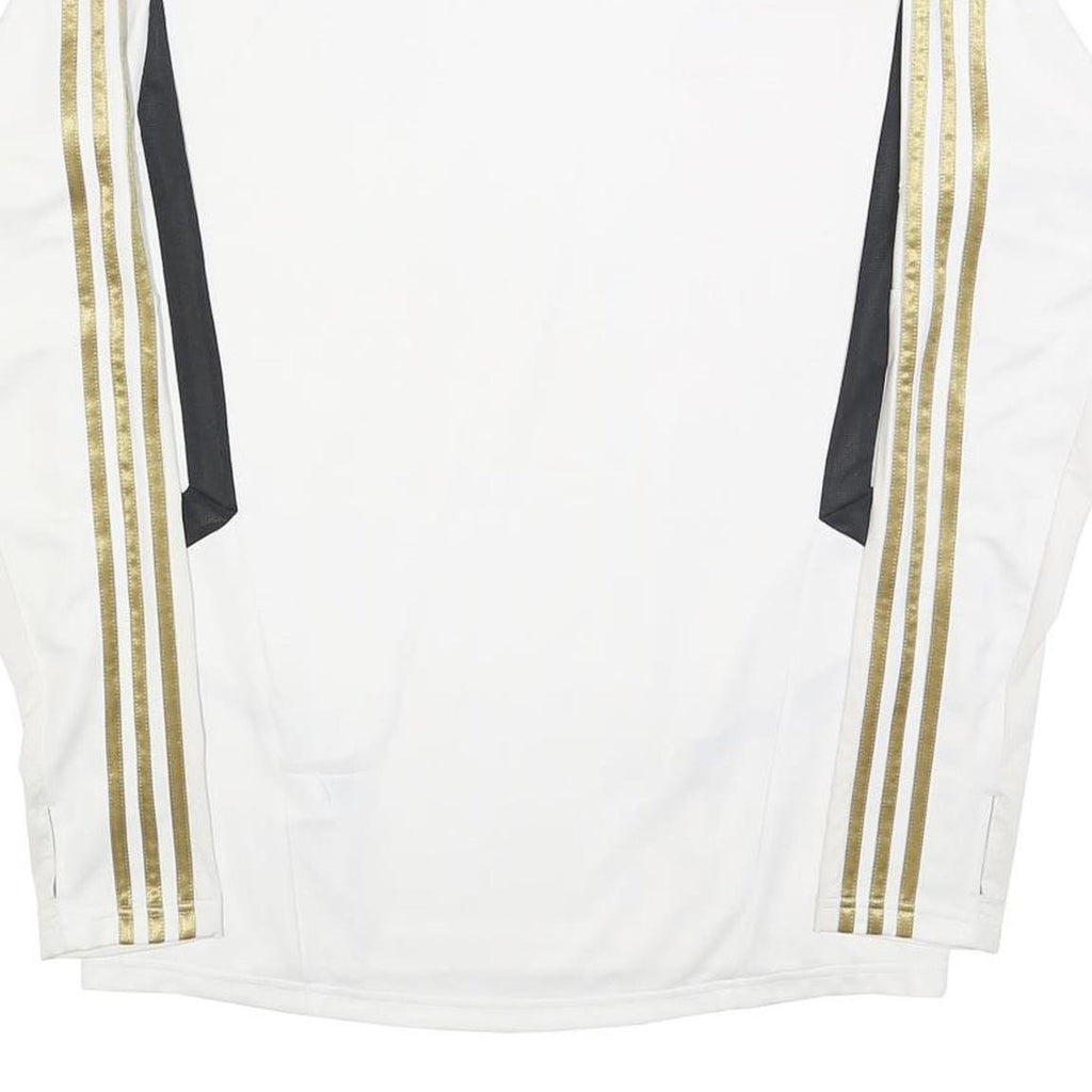 ADIDAS Mens White & Gold Football Shirt L Long Sleeve Crew Neck Real Madrid