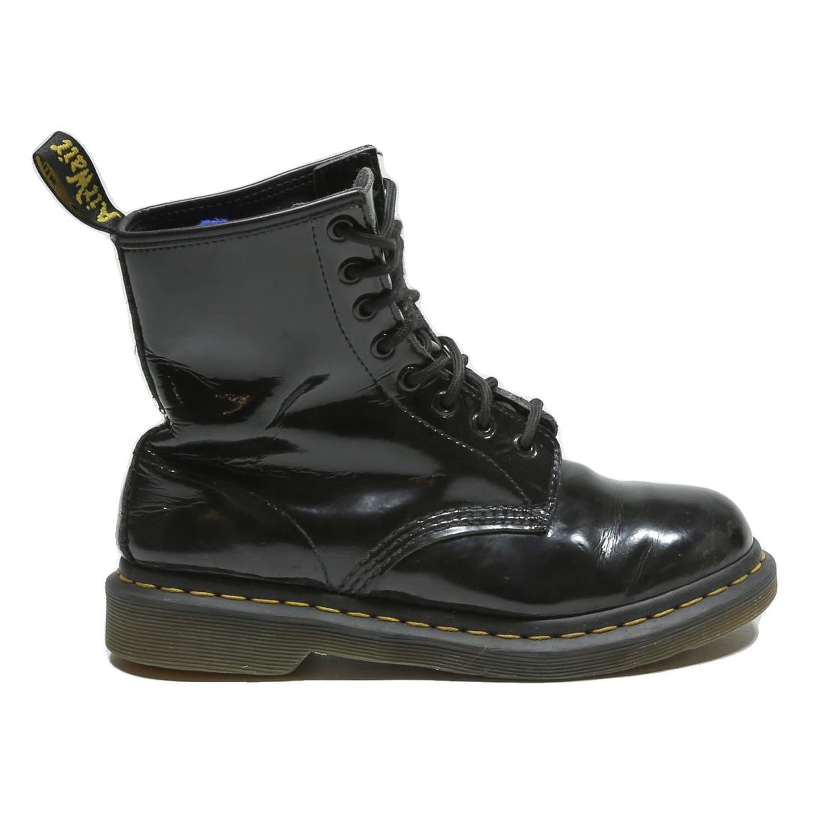 DR MARTENS 1460 Womens Lace-Up Boots Black Patent Leather UK 5