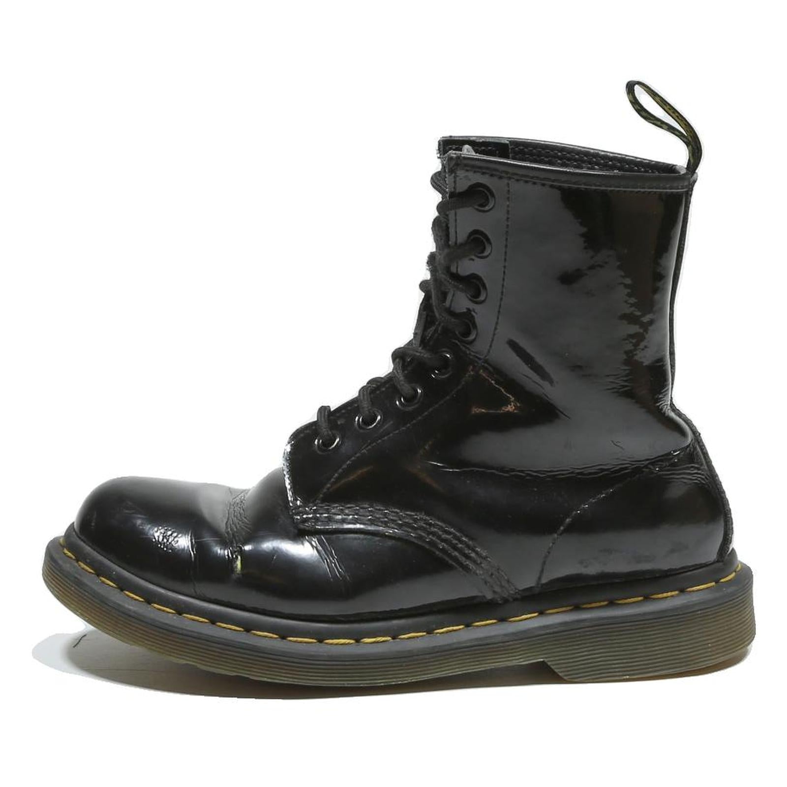 DR MARTENS 1460 Womens Lace-Up Boots Black Patent Leather UK 5