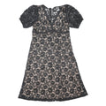 LIPSY Womens Black & Nude Fit & Flare Lace Short Sleeve Knee Length Dress UK 16