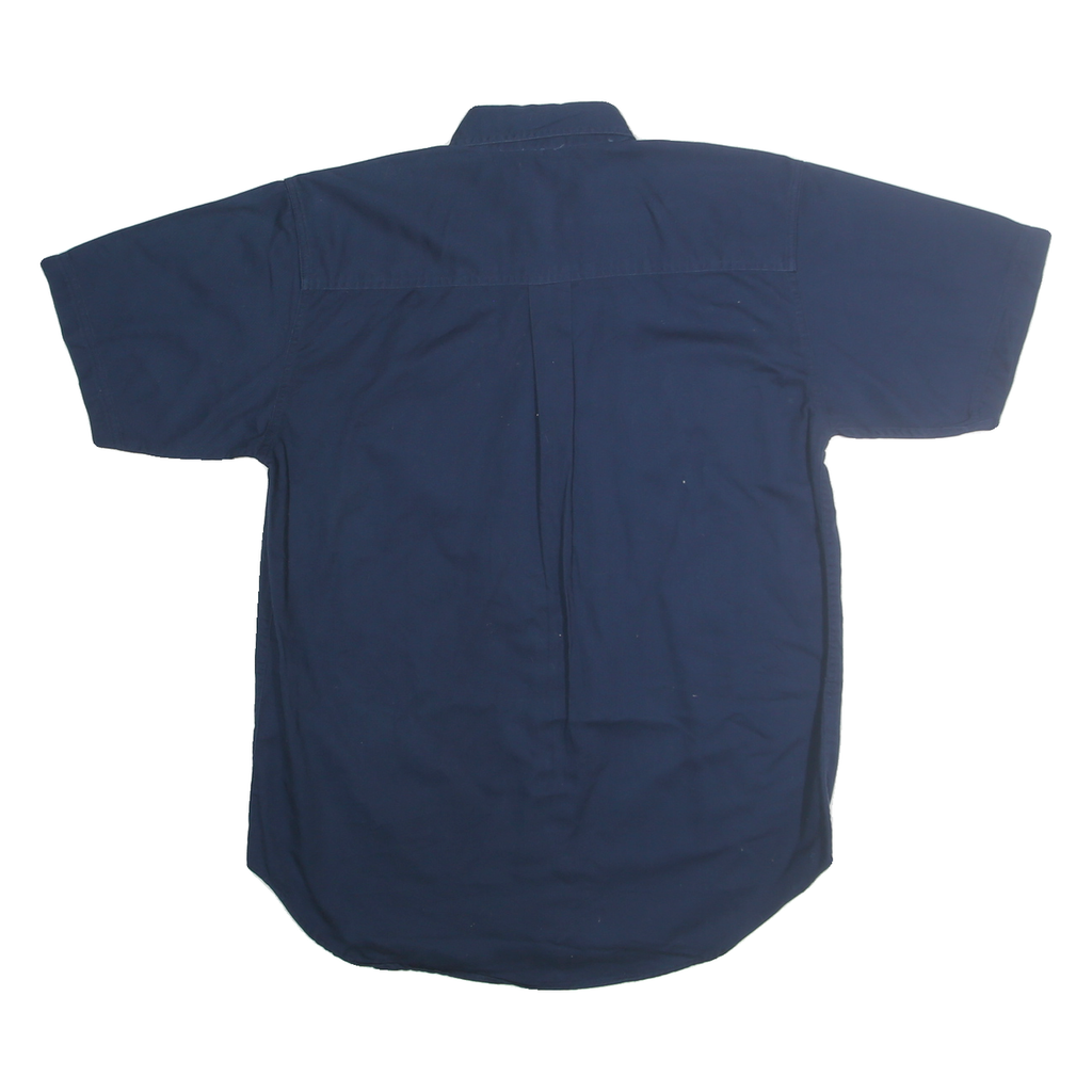 FADED GLORY Mens Navy Blue Shirt M Cotton Button-Down Short Sleeve Casual