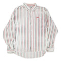 AVIREX Mens White & Red & Black Striped Shirt 2XL Cotton Blend Casual Button