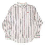 AVIREX Mens White & Red & Black Striped Shirt 2XL Cotton Blend Casual Button