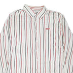 AVIREX Mens White & Red & Black Striped Shirt 2XL Cotton Blend Casual Button
