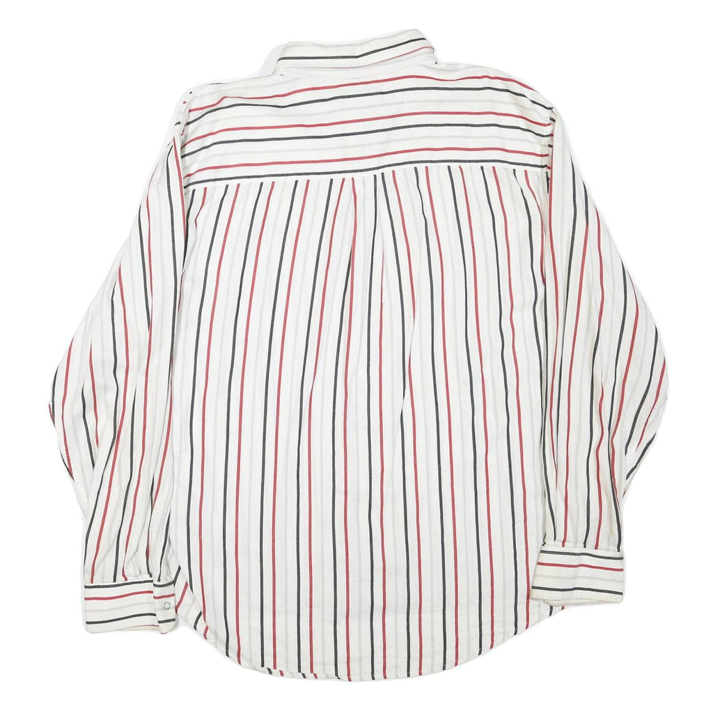 AVIREX Mens White & Red & Black Striped Shirt 2XL Cotton Blend Casual Button