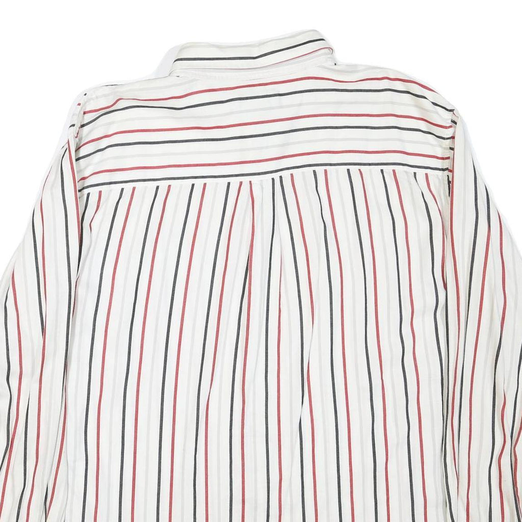 AVIREX Mens White & Red & Black Striped Shirt 2XL Cotton Blend Casual Button