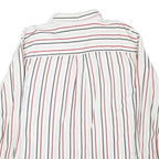 AVIREX Mens White & Red & Black Striped Shirt 2XL Cotton Blend Casual Button