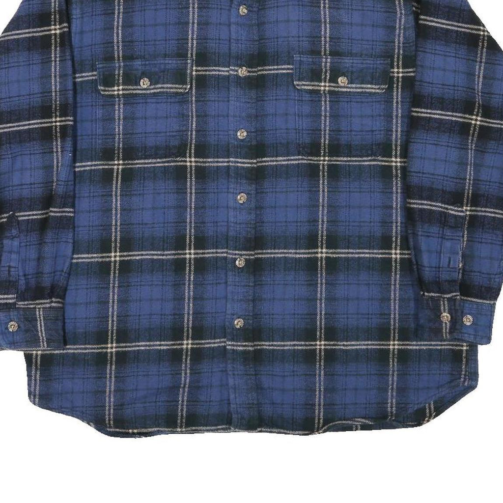 FIELD & STREAM Mens Blue Black Checked Cotton Blend Shirt L Casual Long Sleeve