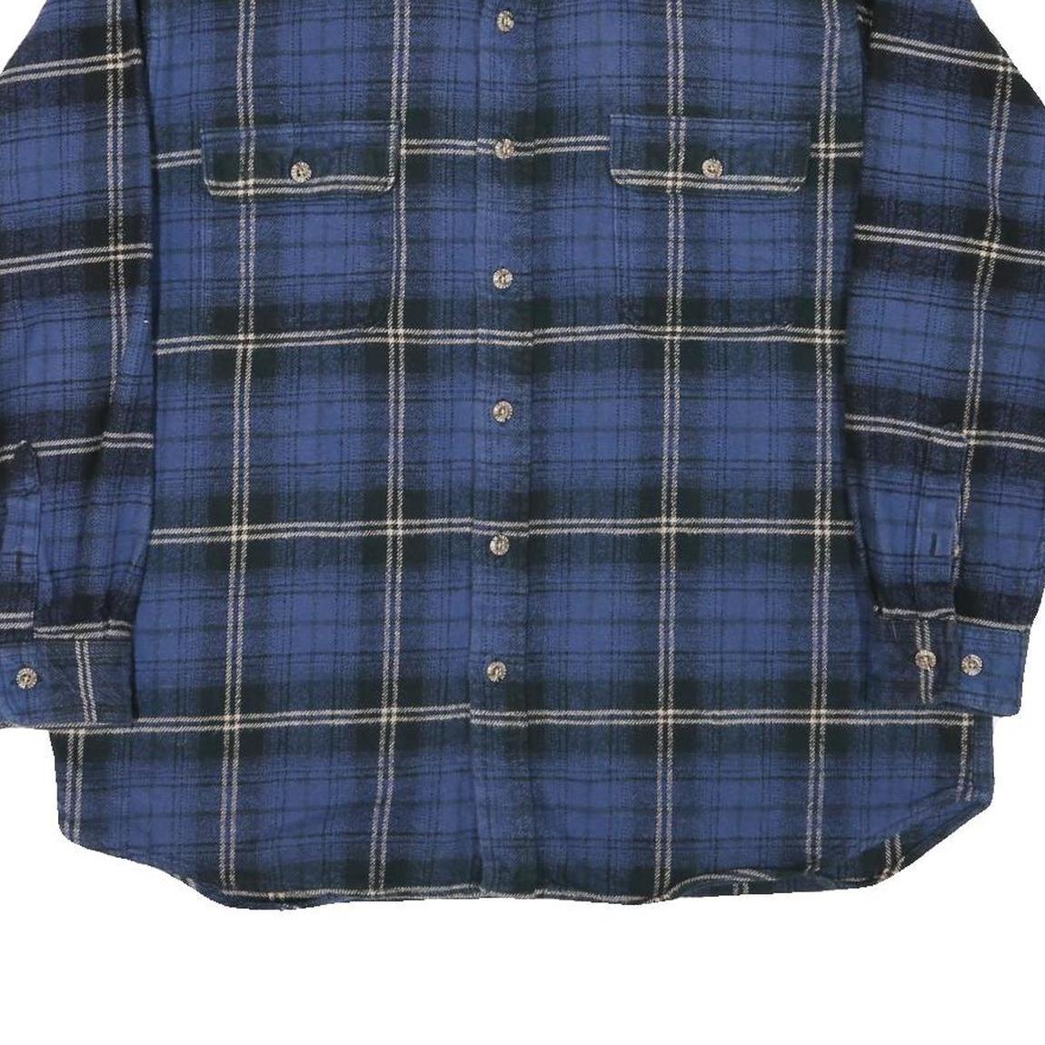FIELD & STREAM Mens Blue Black Checked Cotton Blend Shirt L Casual Long Sleeve