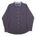 CHAPS Mens Maroon & Blue Check Shirt XL Classic Button Down Cotton Blend