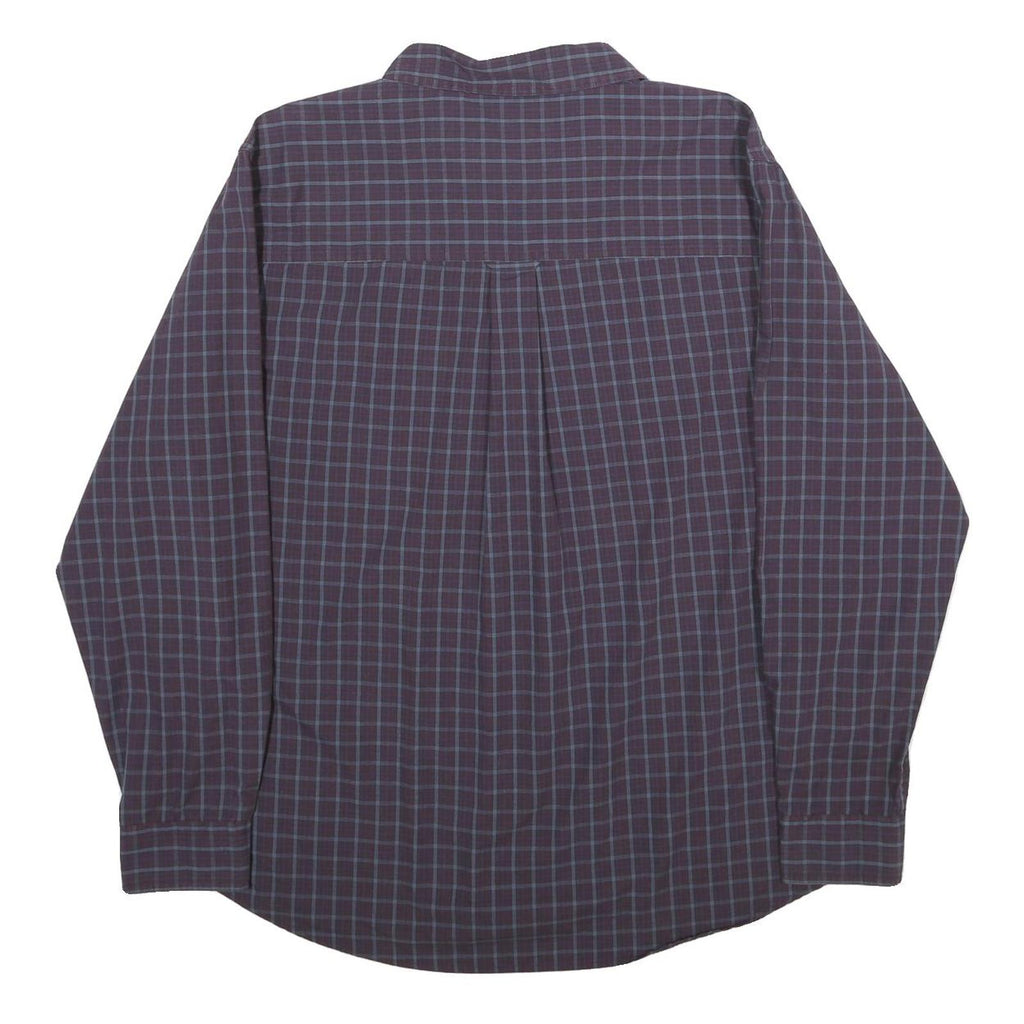 CHAPS Mens Maroon & Blue Check Shirt XL Classic Button Down Cotton Blend