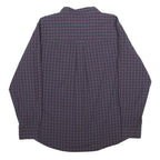 CHAPS Mens Maroon & Blue Check Shirt XL Classic Button Down Cotton Blend