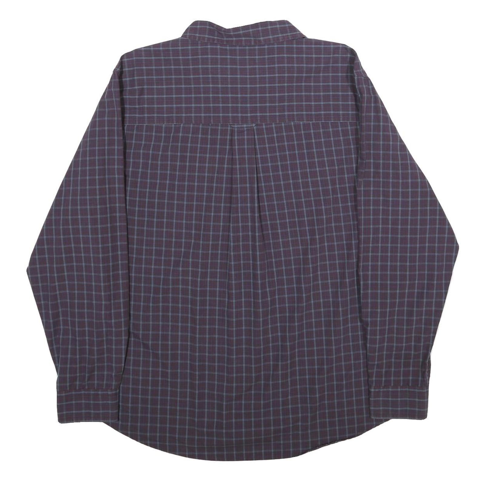 CHAPS Mens Maroon & Blue Check Shirt XL Classic Button Down Cotton Blend