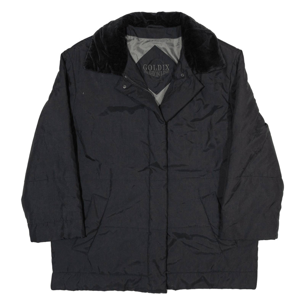 GOLDFIX Womens Puffer Jacket Black 90s UK 16