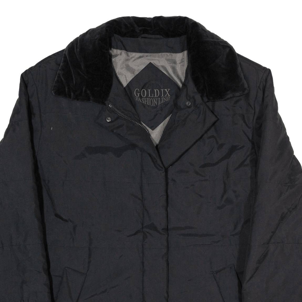 GOLDFIX Womens Puffer Jacket Black 90s UK 16