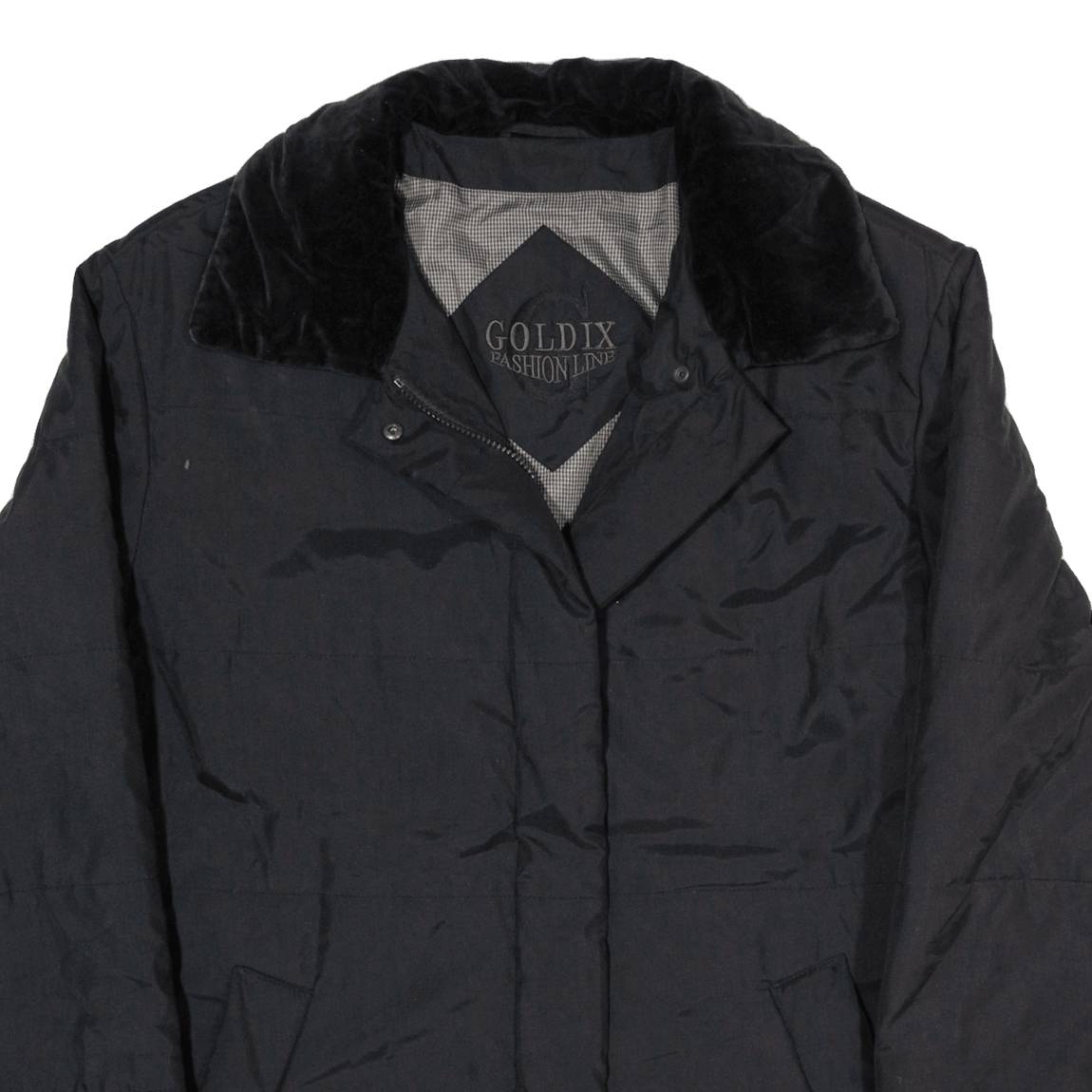 GOLDFIX Womens Puffer Jacket Black 90s UK 16