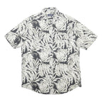 CHAPS Mens Black & Cream Floral Cotton Shirt M Button Front Classic Fit
