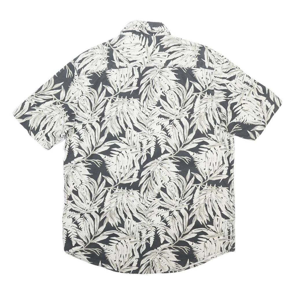 CHAPS Mens Black & Cream Floral Cotton Shirt M Button Front Classic Fit
