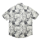CHAPS Mens Black & Cream Floral Cotton Shirt M Button Front Classic Fit
