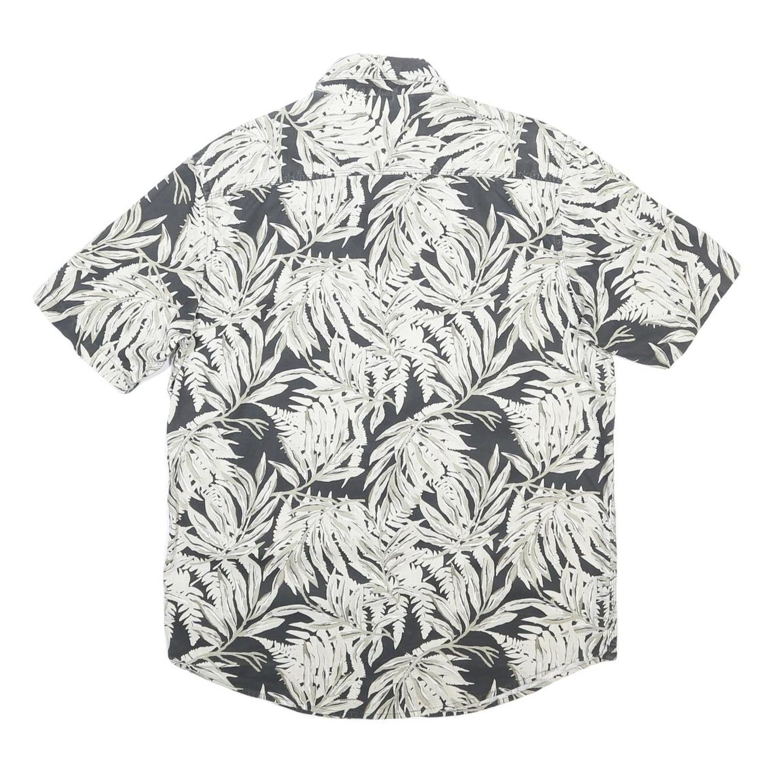 CHAPS Mens Black & Cream Floral Cotton Shirt M Button Front Classic Fit