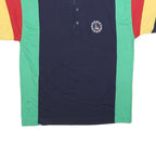 COURT CLUB Mens Navy Green Red & Yellow Colour Block Short Sleeve Polo Shirt L