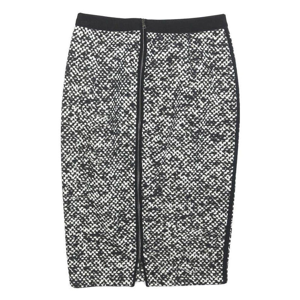 MARC CAIN Womens Black & White Pencil Knee Length Polyester Skirt S Zip