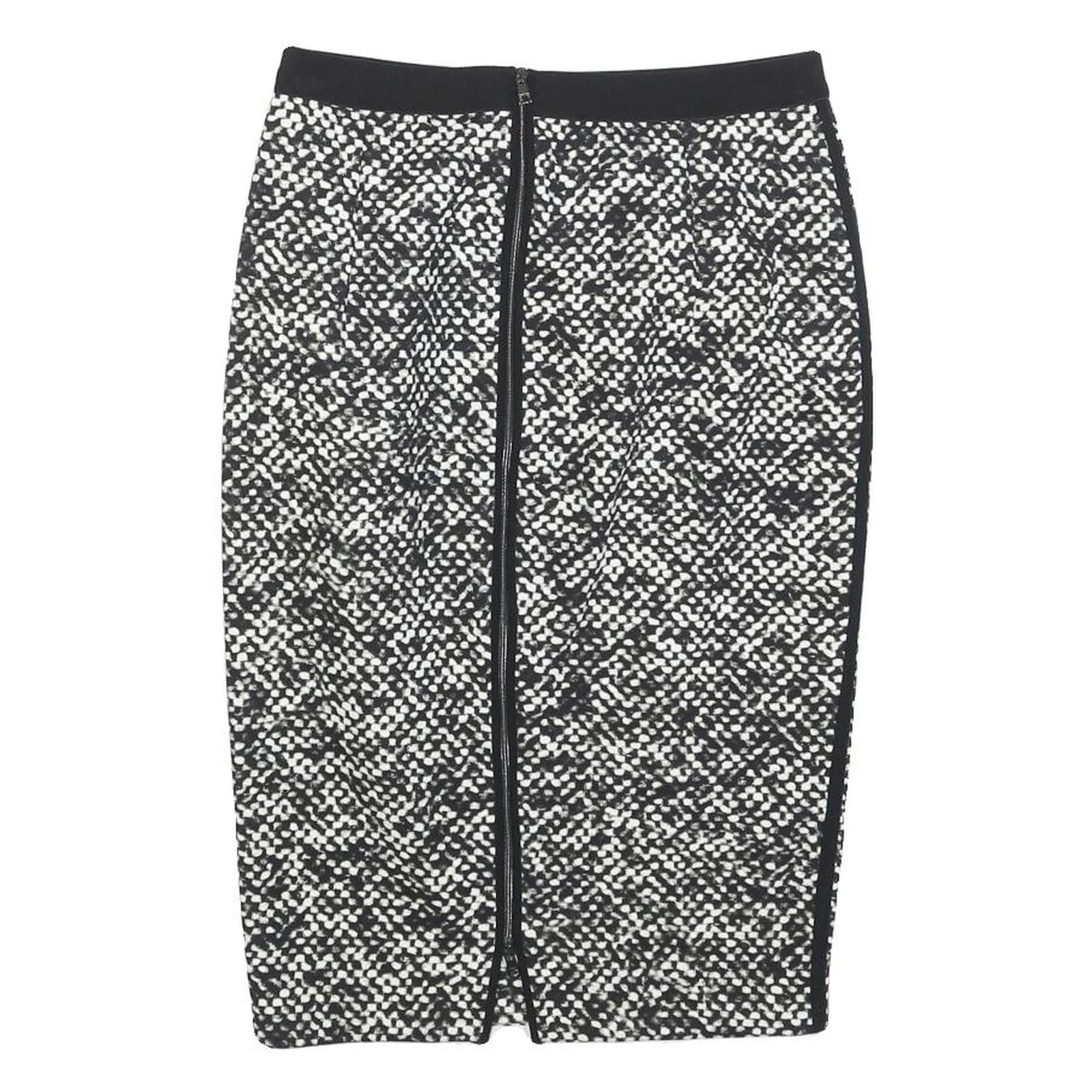 MARC CAIN Womens Black & White Pencil Knee Length Polyester Skirt S Zip