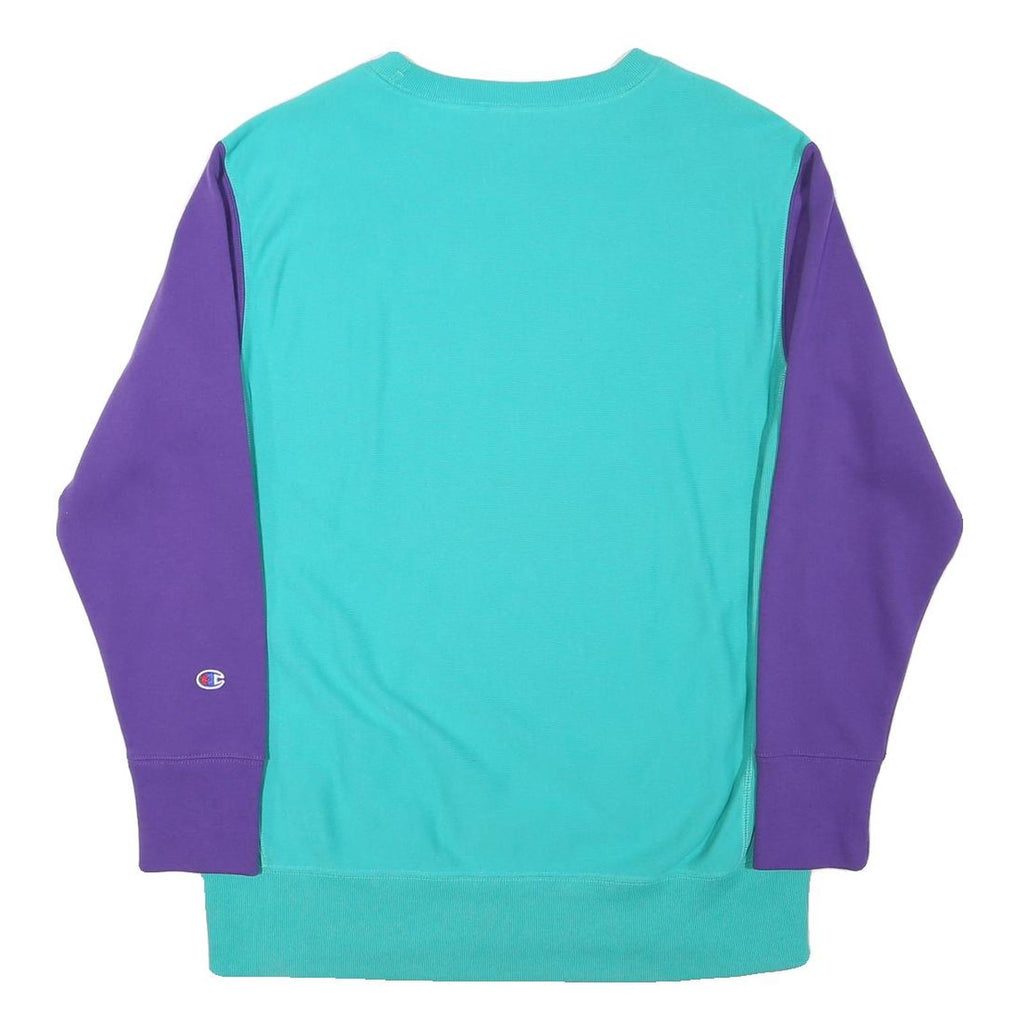 CHAMPION Mens Blue & Purple Crew Neck S Cotton Blend Sweatshirt Casual Pullover