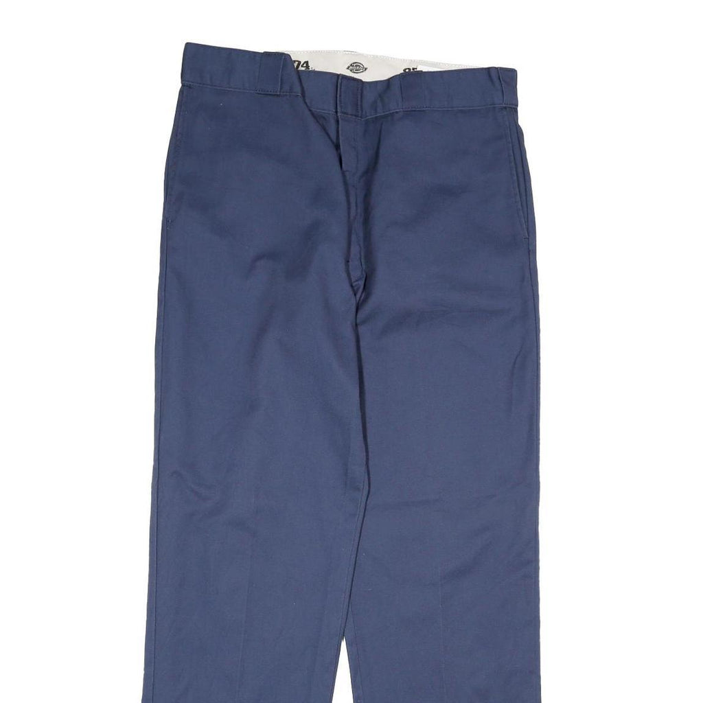 DICKIES Mens Cotton Blue Regular Straight Trousers W36 L34 Workwear Zip Closure