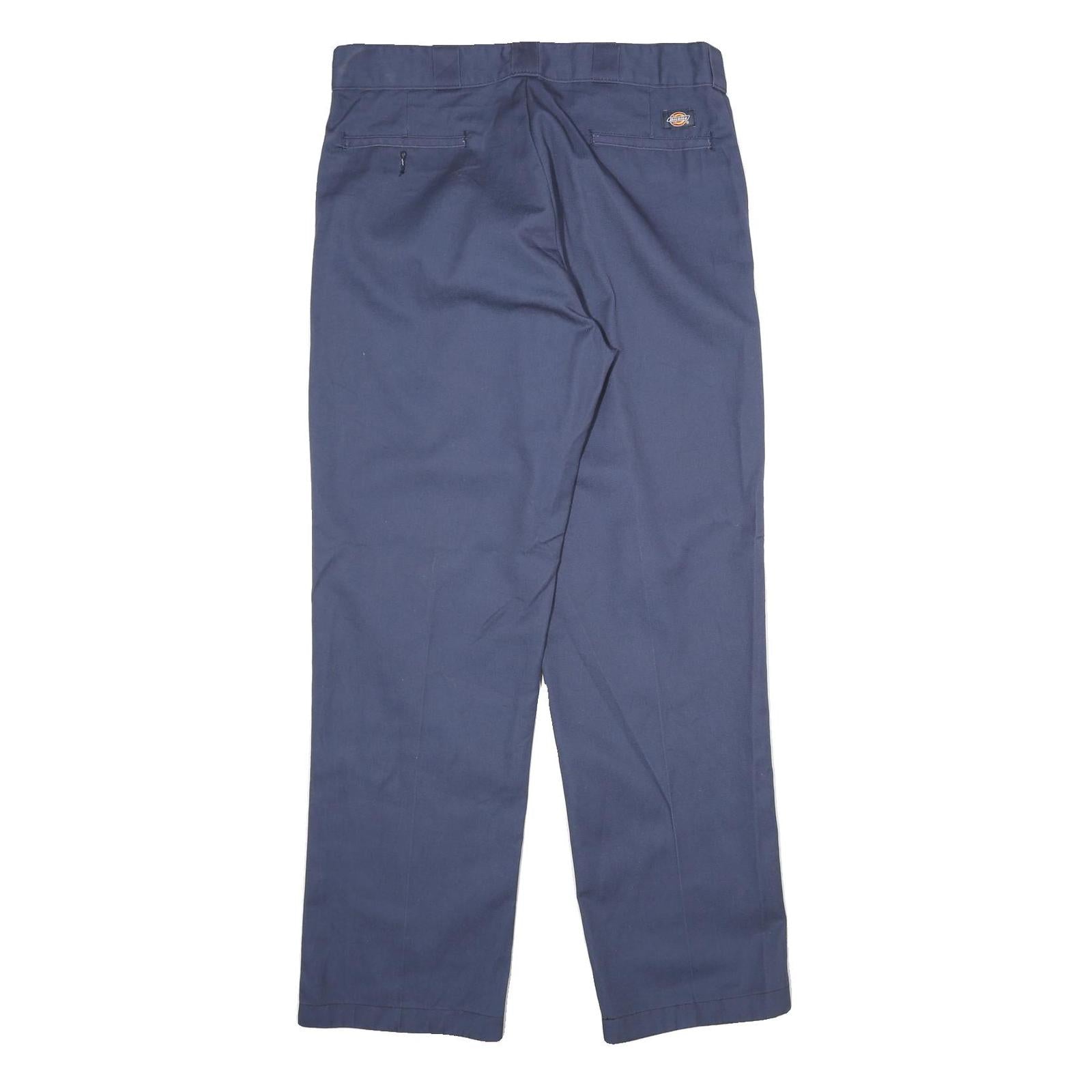 DICKIES Mens Cotton Blue Regular Straight Trousers W36 L34 Workwear Zip Closure