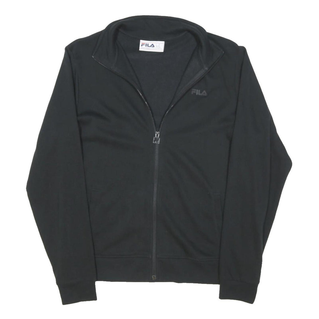 FILA Womens Black Zip Jacket M Cotton Blend Plain Sports Casual Lightweight