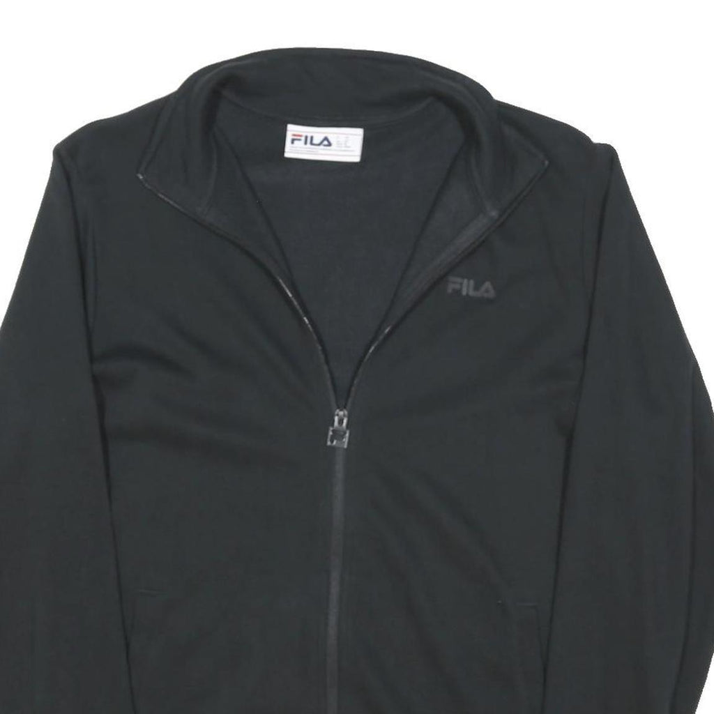 FILA Womens Black Zip Jacket M Cotton Blend Plain Sports Casual Lightweight